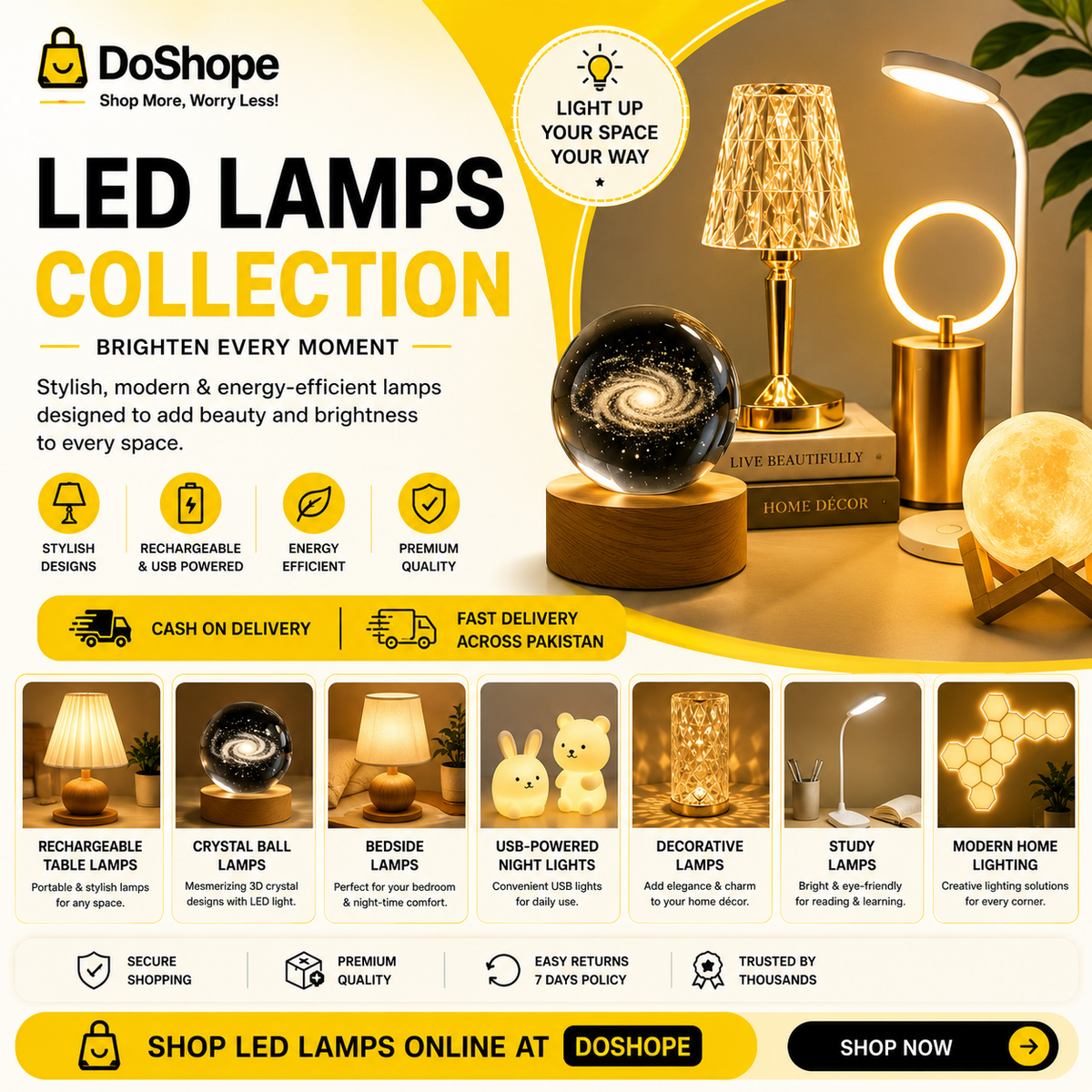 LED Lamps Collection | Rechargeable Table Lamps, Crystal Ball Lamps & Night Lights – DosHope