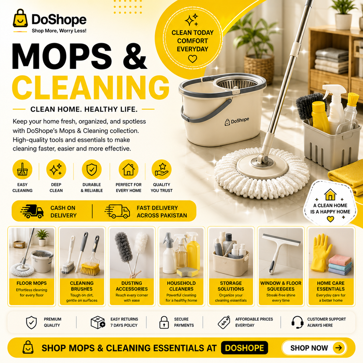 Mops & Cleaning | Cleaning Tools & Home Care Essentials