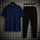 Men Printed 2-Piece Track Suit Blue Black