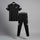 Men Black Track Suit with Stripes – 2-Piece Gym, Sports & Casual Athletic Tracksuit