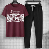 Maroon Printed Track Suit for Men Micro Interlock