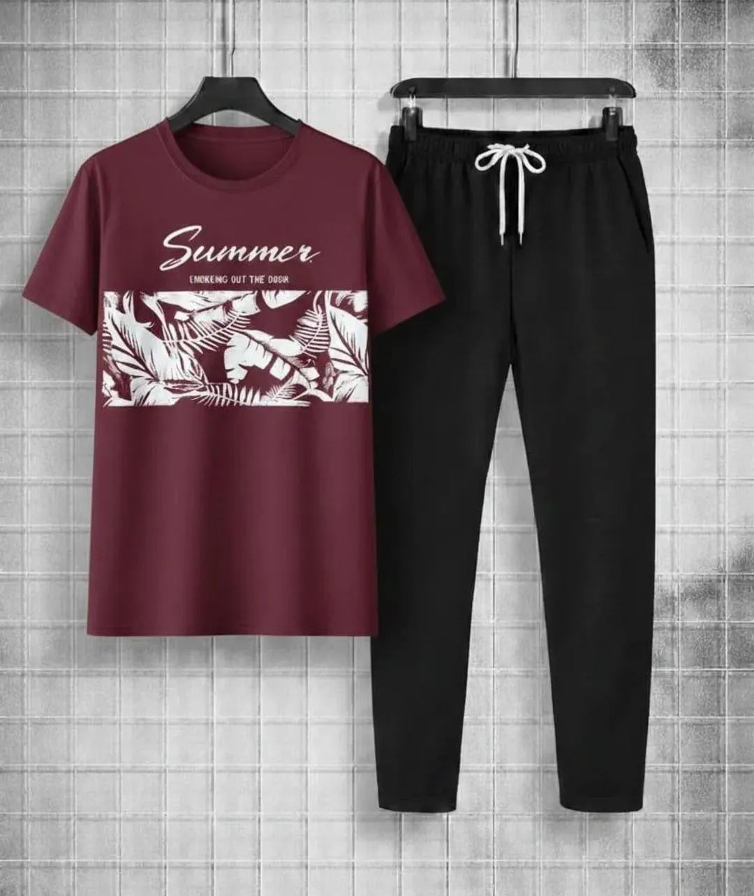 Maroon Printed Track Suit for Men Micro Interlock