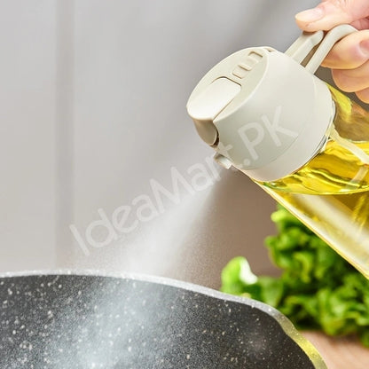 450mL 2-in-1 Glass Oil Sprayer Bottle with Pour Spout & Handle – Refillable Cooking Oil Dispenser