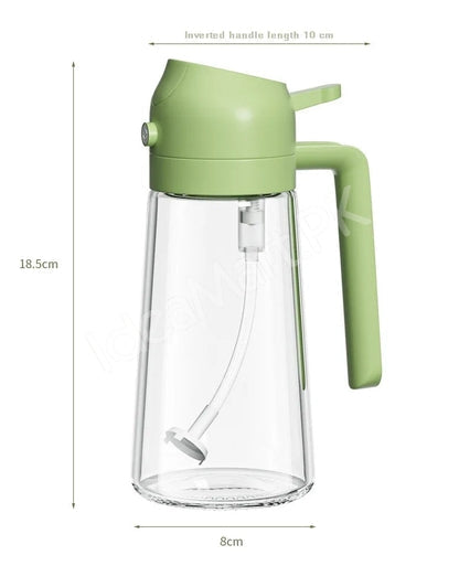 450mL 2-in-1 Glass Oil Sprayer Bottle with Pour Spout & Handle – Refillable Cooking Oil Dispenser