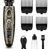 Kemei KM-3298 Professional Hair Clipper – 1200mAh Rechargeable Trimmer with LCD Display, Stainless Steel Blade & Engraved Metal Body