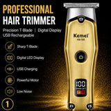 KEMEI KM- 595Professional Hair & Beard Trimmer – USB Rechargeable Cordless Grooming Machine with Digital Display
