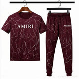 Men Maroon Marble Print Track Suit AMIRT