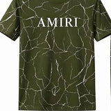 Men Camo Amirt Printed Track Suit Olive Green