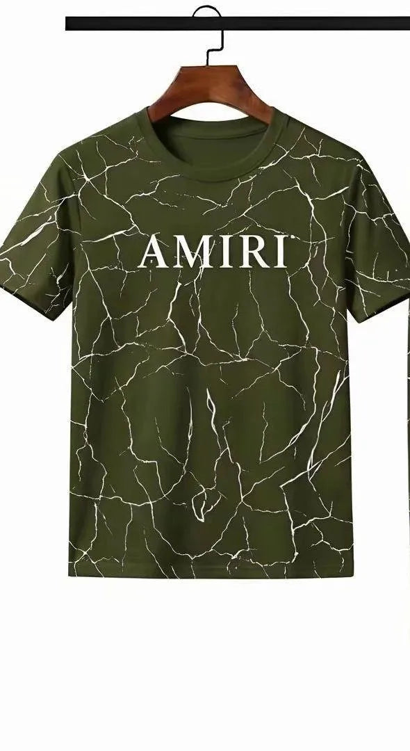 Men Camo Amirt Printed Track Suit Olive Green