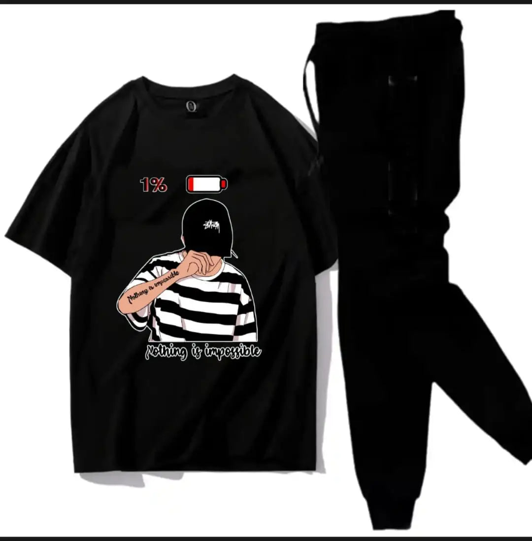 2 Pcs Men's Jersey Printed Track Suit