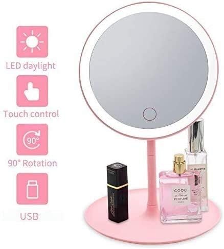 Rechargeable LED Makeup Mirror – Portable Vanity Mirror with Touch Control, Adjustable Brightness & USB Charging