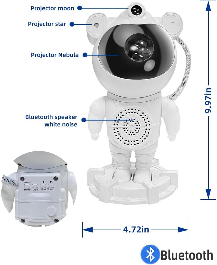 Astronaut Star Projector Galaxy Night Light – LED Nebula Projector for Bedroom, Kids Room & Home Decor