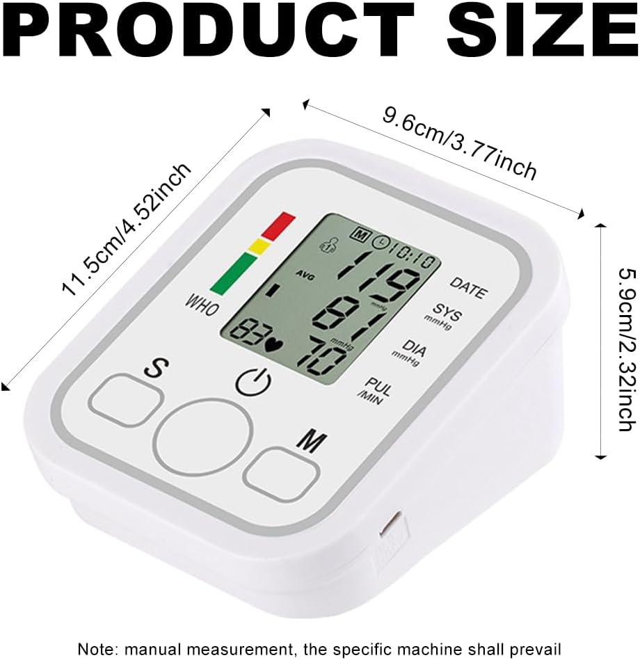 Digital Blood Pressure Monitor – Fully Automatic Upper Arm BP Machine with Heart Rate Monitor & Large LCD Display