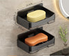 Wall Mounted Soap Dish – Self-Adhesive Soap Holder with Drain Tray for Bathroom & Kitchen