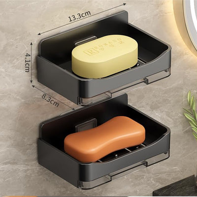 Wall Mounted Soap Dish – Self-Adhesive Soap Holder with Drain Tray for Bathroom & Kitchen