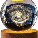 Crystal Ball LED Lamp – 3D Crystal Night Light with Wooden Base USB Rechargeable Home Decor Lamp