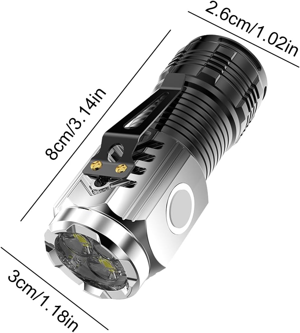 Mini Portable Outdoor LED Flashlight – High Lumens Three-Eyed USB Rechargeable Torch for Camping, Hiking & Emergency