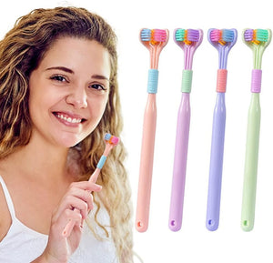 Three Sided Toothbrush – 360° Soft Bristle Toothbrush with Replaceable Brush Heads for Deep & Gentle Cleaning
