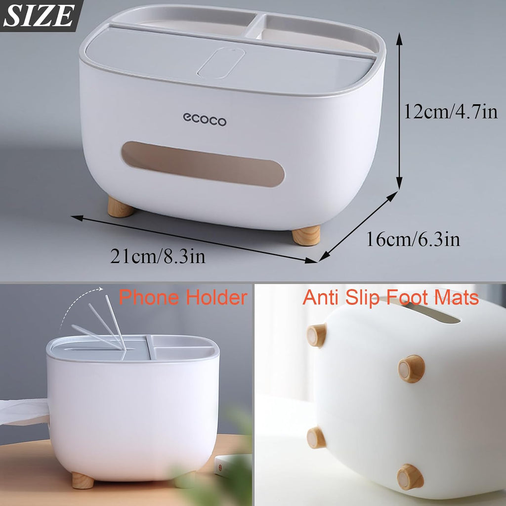 Ecoco Tissue Box – Stylish Desktop Tissue Holder & Organizer for Bathroom, Bedroom, Kitchen & Office