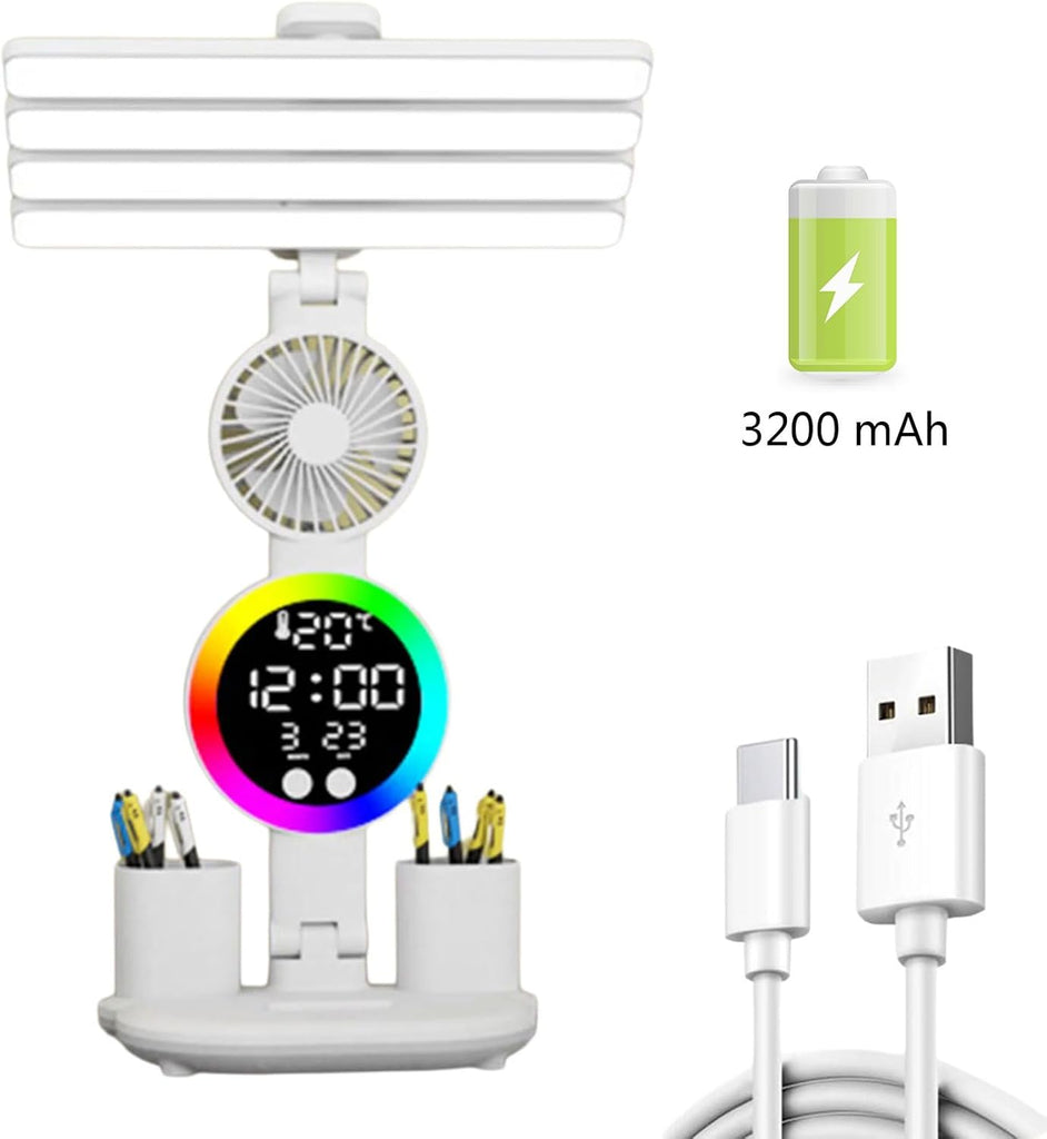 5-in-1 Multifunctional Study Lamp – LED Desk Lamp with Pen Holder, Phone Stand & USB Rechargeable Reading Light