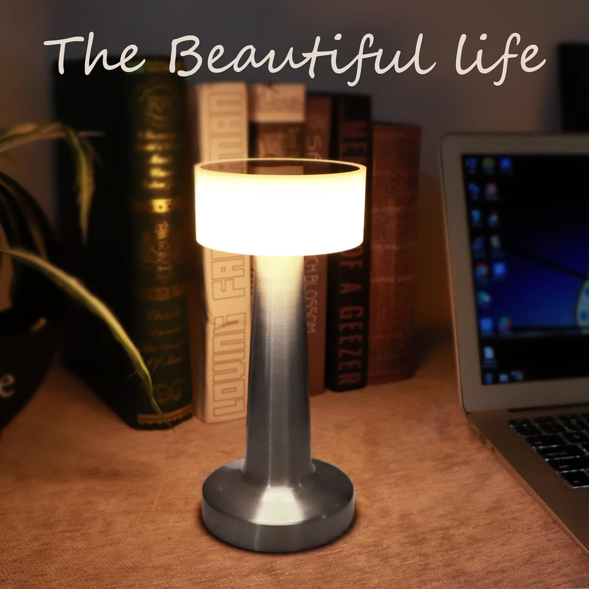 LED Table Lamp – Rechargeable Cordless Desk Lamp with Touch Control, 3 Color Dimmable Light for Bedroom, Office & Study
