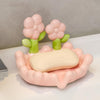 Flower Soap Dish – Self-Draining Leaf Soap Holder with Suction Cup for Bathroom & Kitchen Sink