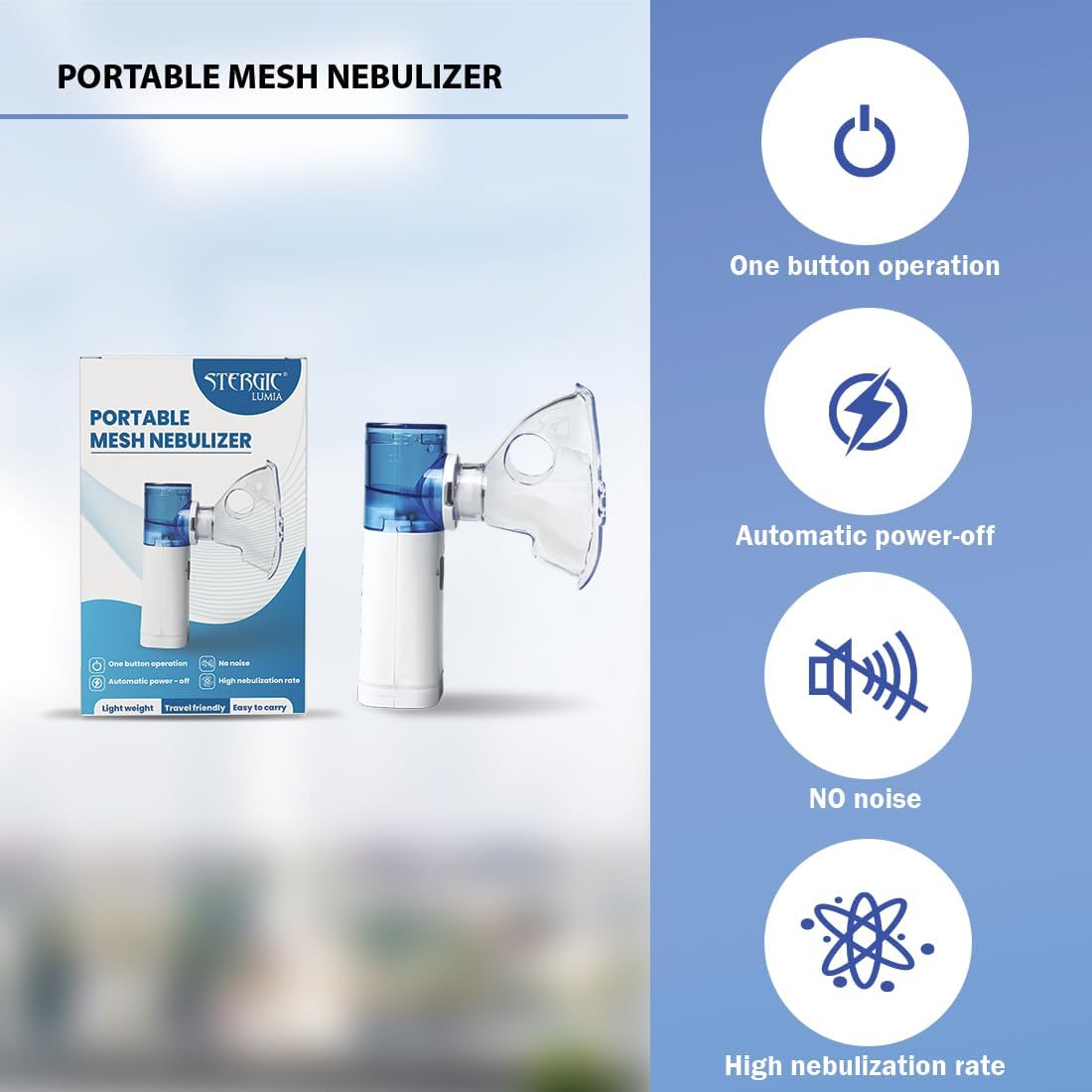 Portable Mesh Nebulizer for Kids & Adults – Rechargeable Silent Handheld Nebulizer Machine for Home & Travel