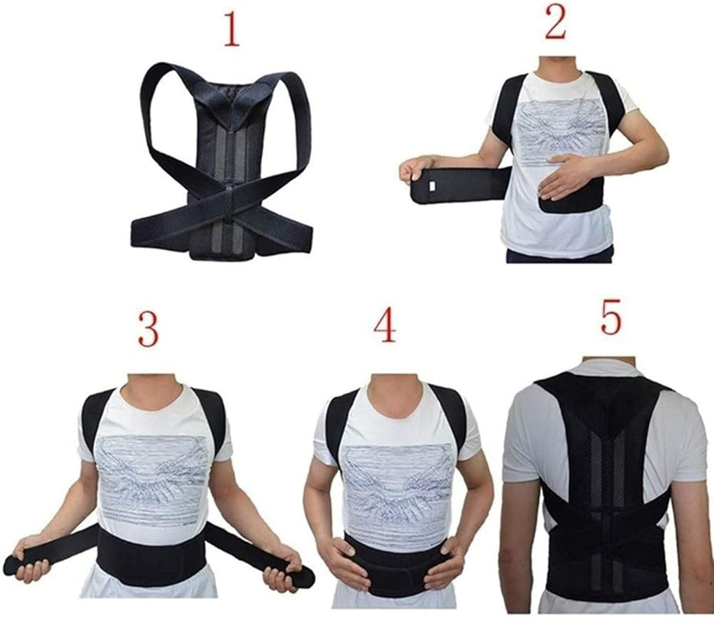 Back Posture Corrector Belt with Metal Support Rods – Adjustable Back & Shoulder Support Brace for Men & Women