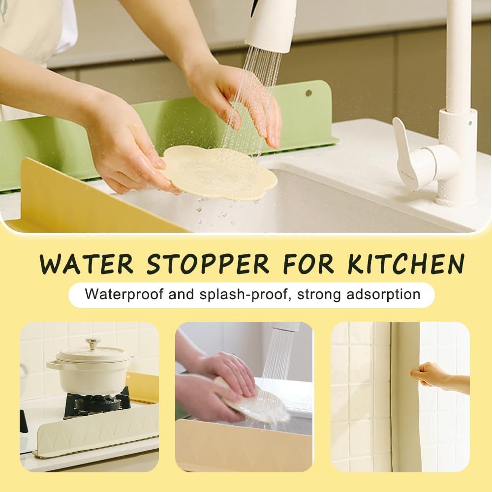 15 Inch Silicone Sink Splash Guard – Kitchen Sink Faucet Splash Guard with Drain Mat & Drying Pad