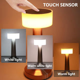LED Table Lamp – Rechargeable Cordless Desk Lamp with Touch Control, 3 Color Dimmable Light for Bedroom, Office & Study
