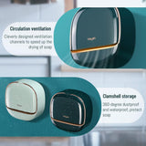 Wall Mounted Soap Box with Lid & Drain Tray – Self-Draining Soap Holder for Bathroom & Kitchen