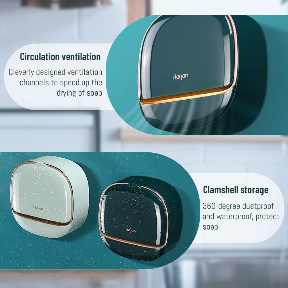 Wall Mounted Soap Box with Lid & Drain Tray – Self-Draining Soap Holder for Bathroom & Kitchen