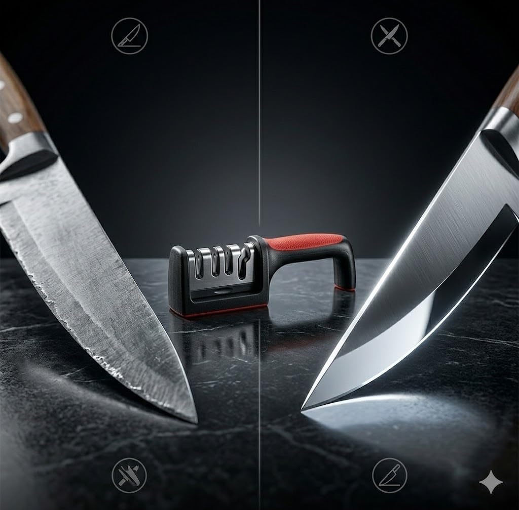 Professional Knife Sharpener – 3 Stage Tungsten Steel, Diamond & Ceramic Kitchen Knife Sharpening Tool