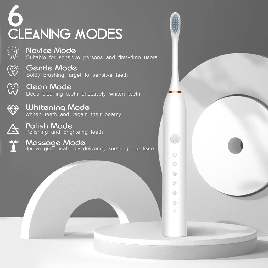 Ultrasonic Sonic Electric Toothbrush – USB Rechargeable Waterproof Electric Toothbrush for Deep Oral Care & Teeth Cleaning