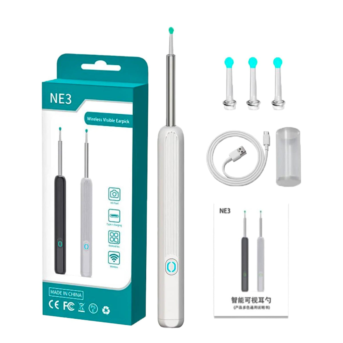 Smart Ear Cleaner with HD Camera & LED Light – Wireless Ear Wax Removal Tool with Precision Cleaning Kit