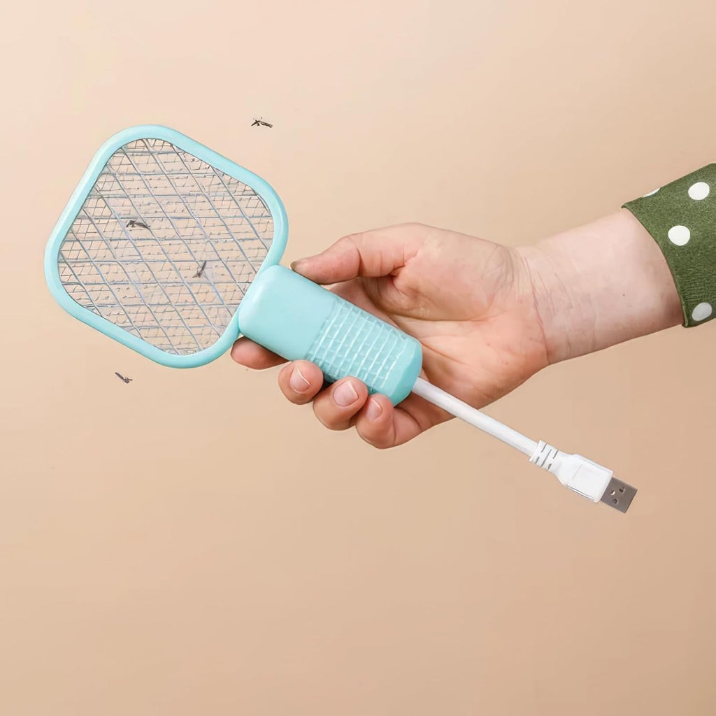 USB Rechargeable Mosquito Swatter Trap – Portable Electric Insect Racket with Mosquito Killer Light (Box Packing)