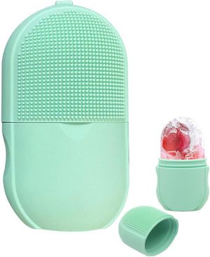 2-in-1 Silicone Ice Roller & Face Scrubber – Reusable Facial Massage, Cooling Ice Mold & Deep Cleansing Brush