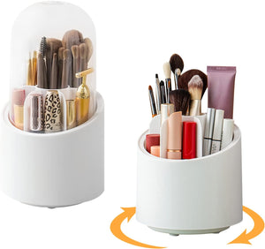 Covered Rotating Toothbrush Holder – 360° Dustproof Bathroom Organizer with Storage Compartments