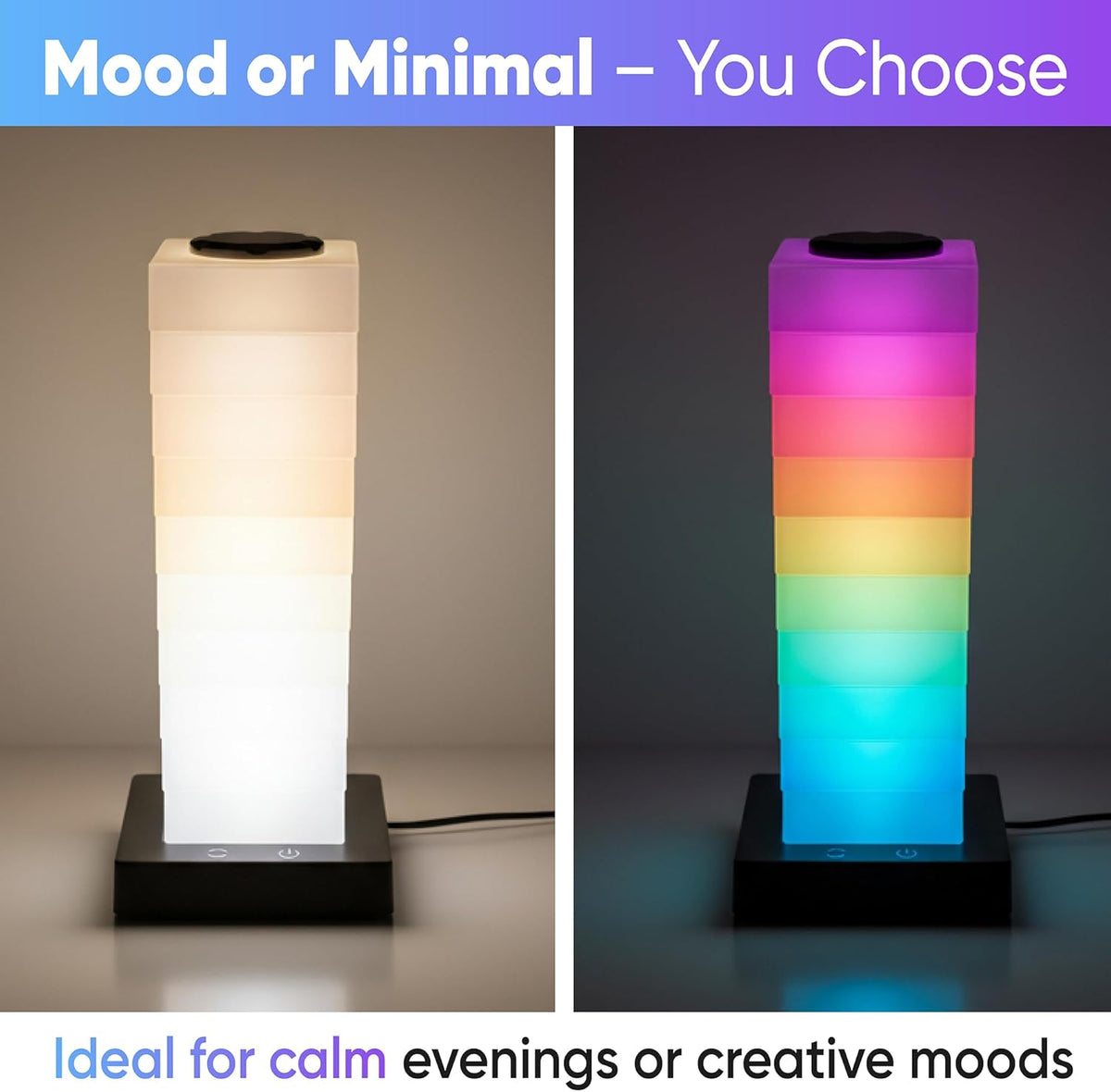 Triangle Cube Atmosphere Rechargeable LED Lamp – Multi-Color RGB Night Light with Touch Control & USB Charging