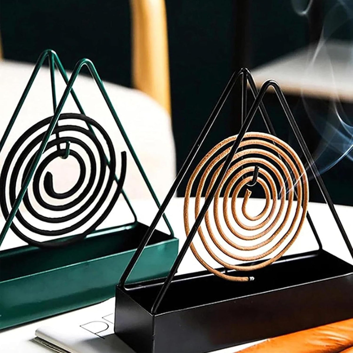 Anti-Scald Mosquito Coil Holder with Tray – Creative Wrought Iron Triangular Mosquito Coil Incense Rack