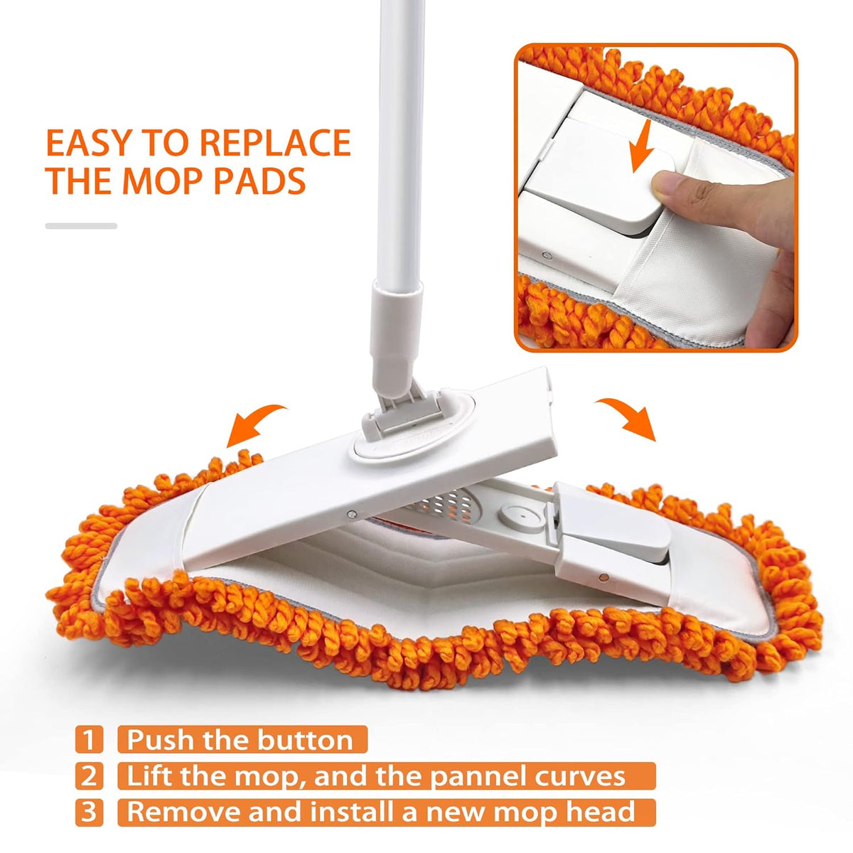 Microfiber Flat Mop – 360° Rotating Floor Cleaning Mop with Reusable Microfiber Pads for Wet & Dry Cleaning