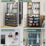 Attachable Coat Hanger with Shoes Rack – Multi-Functional Entryway Clothes & Shoe Storage Organizer