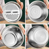 Multifunctional Stainless Steel Colander with Grater – Vegetable & Fruit Washing Basket with Grating Lid