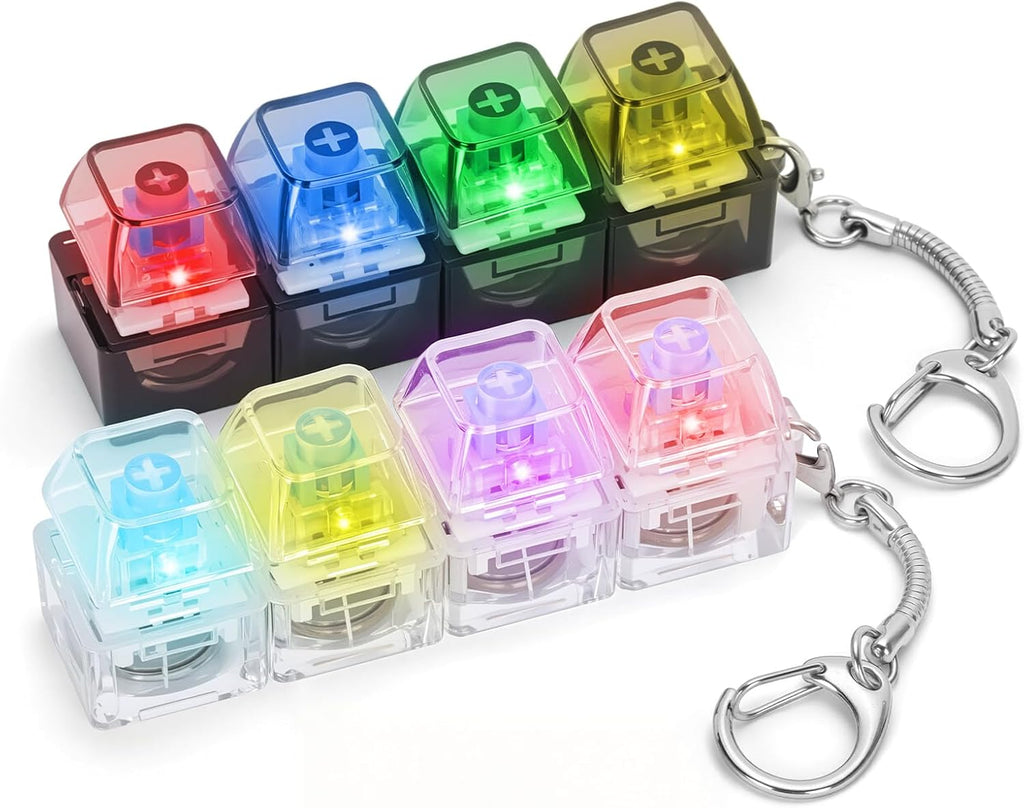 4-in-1 Keyboard Fidget Toy for Adults – Keyboard Clicker Keychain with LED Light & Sound for Stress & Anxiety Relief