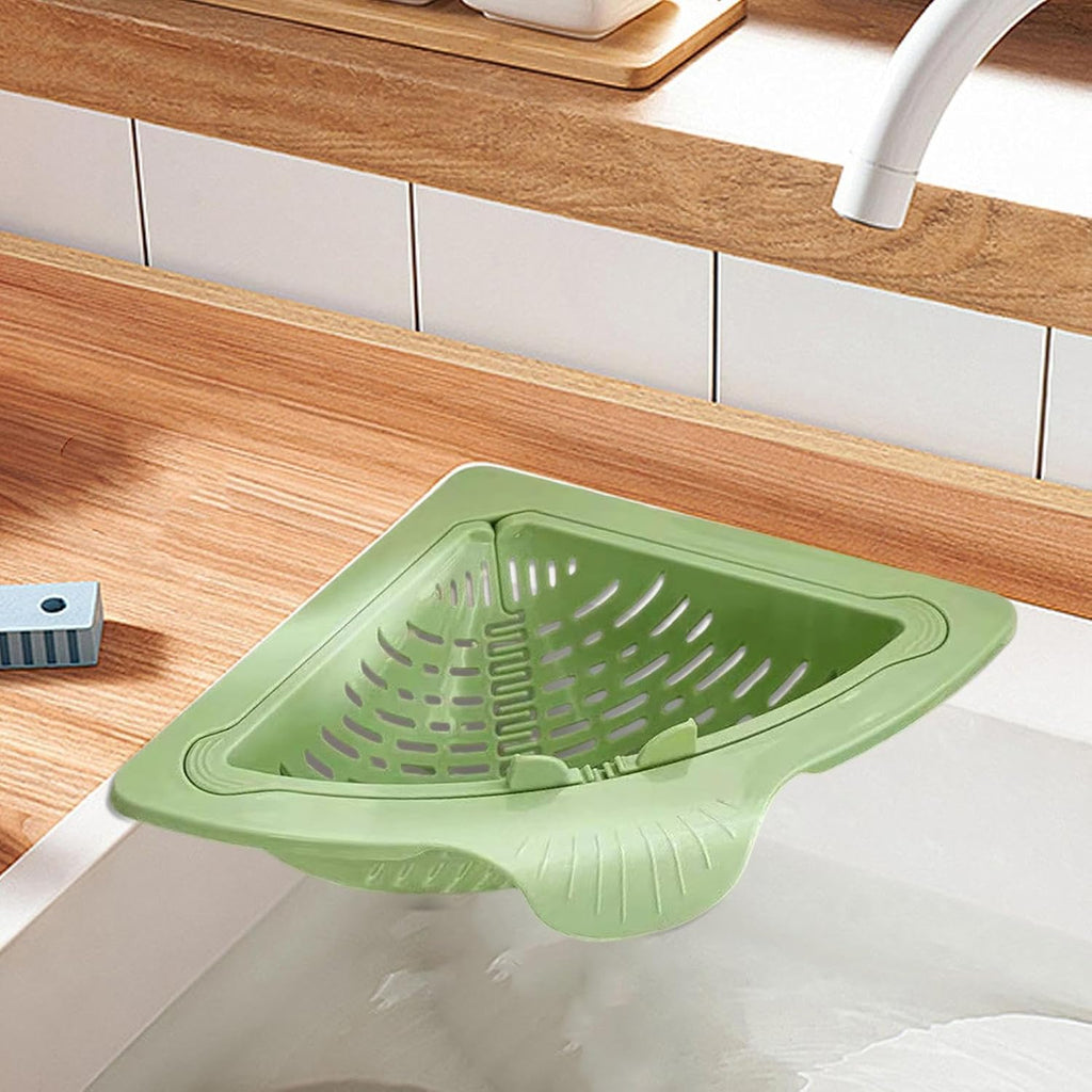 Magnetic Corner Sink Drain Basket – Kitchen Sink Strainer Basket for Food Scraps, Sponge & Sink Organization