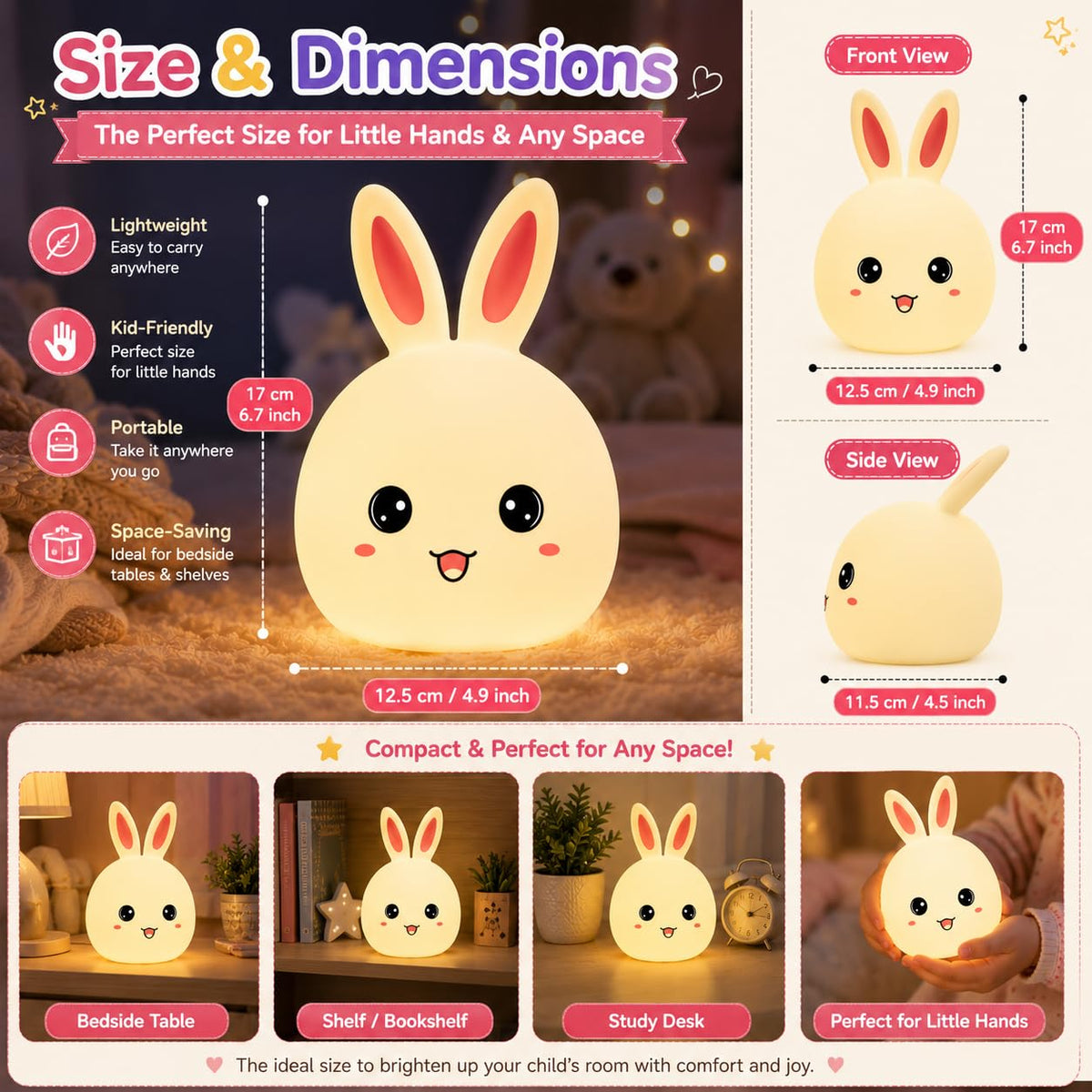 Cubbie Rabbit Silicone Night Light | Rechargeable Bunny Lamp