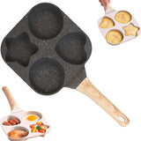 4-Hole Non-Stick Egg Frying Pan – 4 Section Omelet & Egg Skillet with Handle for Gas & Induction Stove