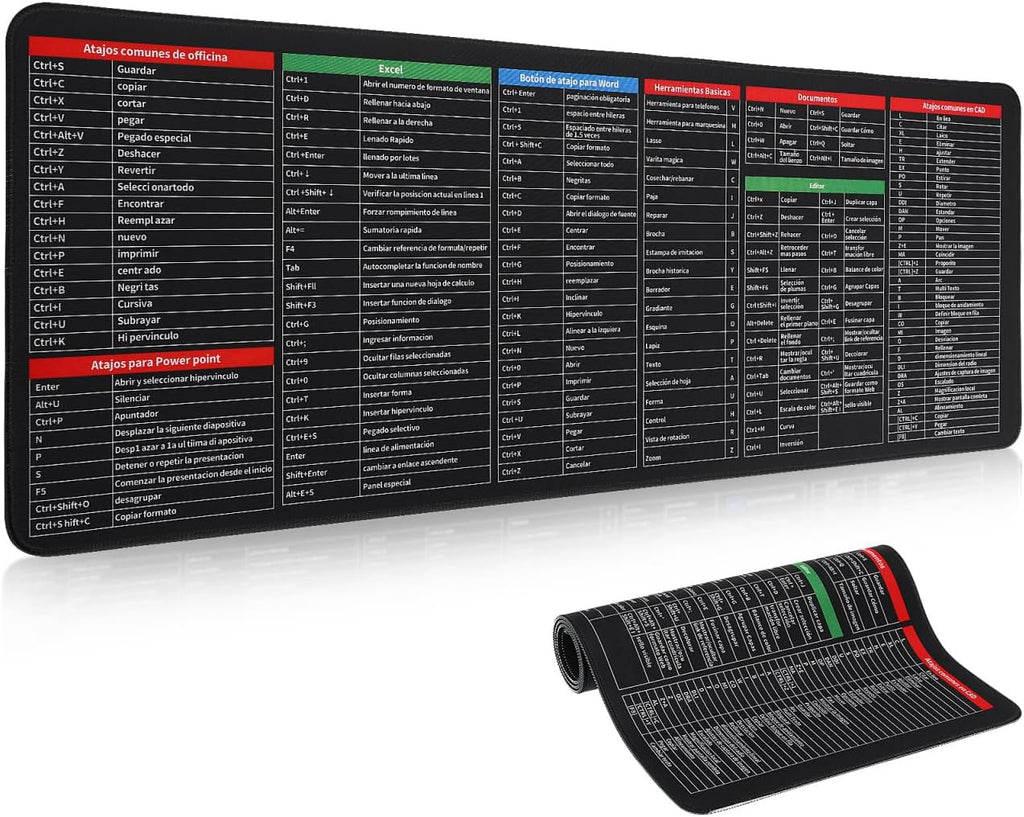 Shortcut Mouse Pad – Keyboard Shortcut Desk Mat for Windows, Office, Study & Gaming