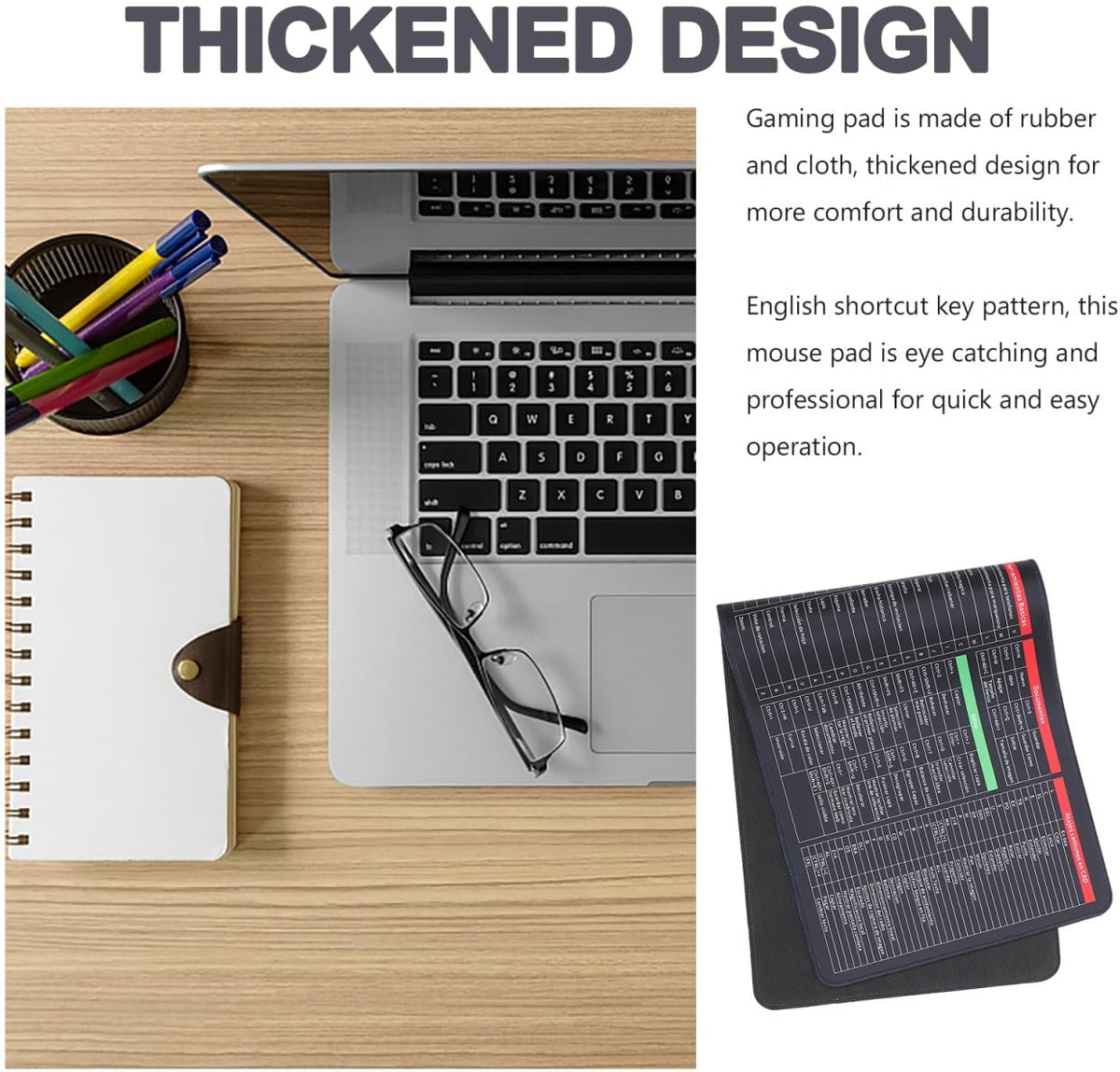 Shortcut Mouse Pad – Keyboard Shortcut Desk Mat for Windows, Office, Study & Gaming