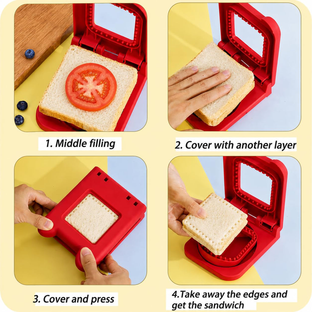 Square Sandwich Cutter – DIY Bread Sandwich Cutter & Sealer for Kids Lunch Box, Toast & Snacks